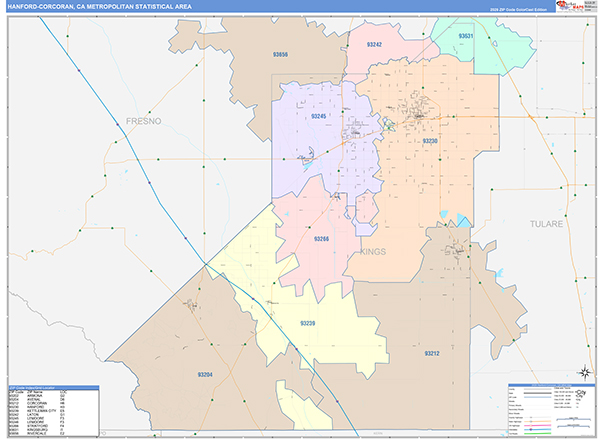 Hanford-Corcoran Metro Area Digital Map Color Cast Style